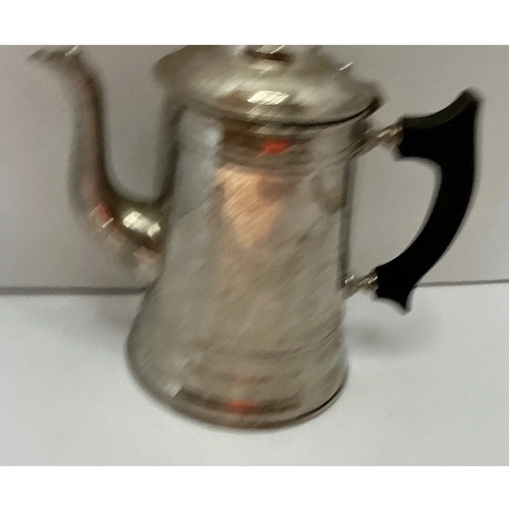 Vintage Coffee Percolator Stovetop Pot Silver Tone Metal Farmhouse